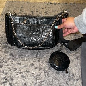 3 Pc Croc Embossed Bag Set